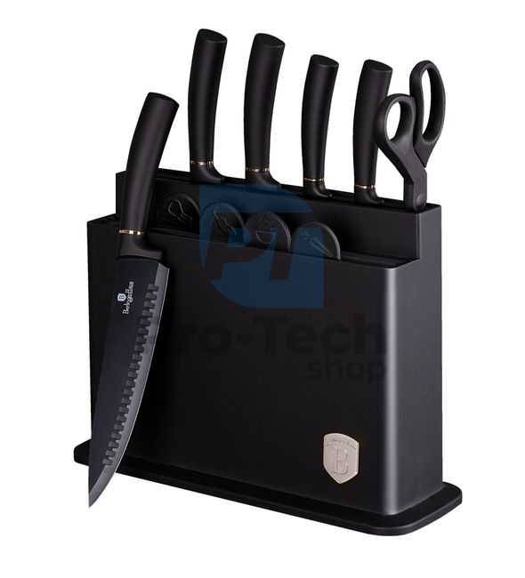 11-częściowy zestaw noży kuchennych ze stali nierdzewnej ze stojakiem i deską do krojenia BLACK 20471