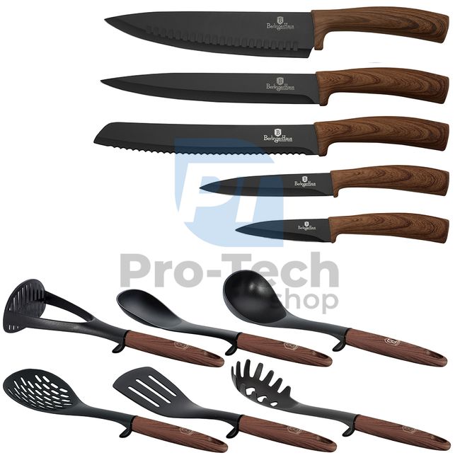 12-częściowy zestaw narzędzi kuchennych ze stojakiem i nożami kuchennymi ze stali nierdzewnej EBONY ROSEWOOD 20805