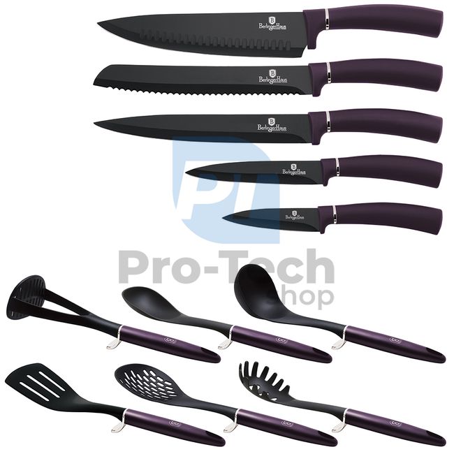 12-częściowy zestaw noży i narzędzi kuchennych ze stali nierdzewnej PURPLE 20284