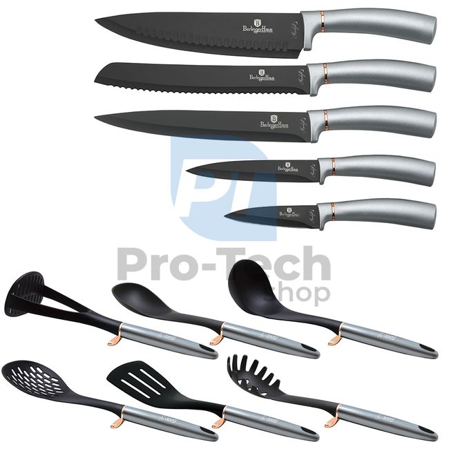 12-częściowy zestaw noży i narzędzi kuchennych ze stali nierdzewnej SZARY-RÓŻOWE ZŁOTO 19871