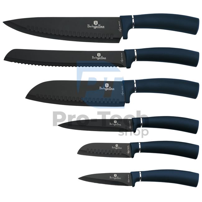 6-częściowy zestaw noży kuchennych ze stali nierdzewnej AQUAMARINE 20059