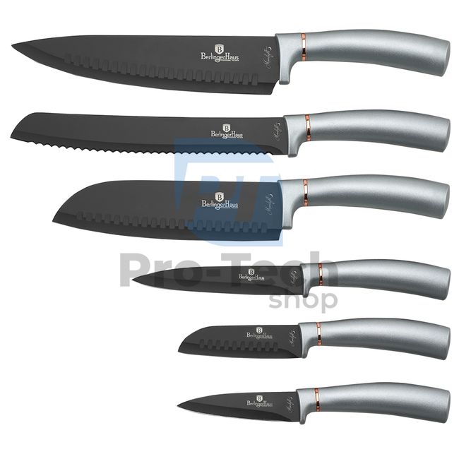 6-częściowy zestaw noży kuchennych ze stali nierdzewnej SZARY 19857
