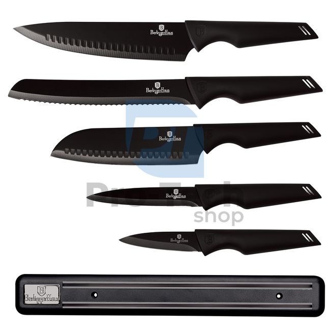 6-częściowy zestaw noży kuchennych ze stali nierdzewnej z magnetycznym uchwytem BLACK 20468