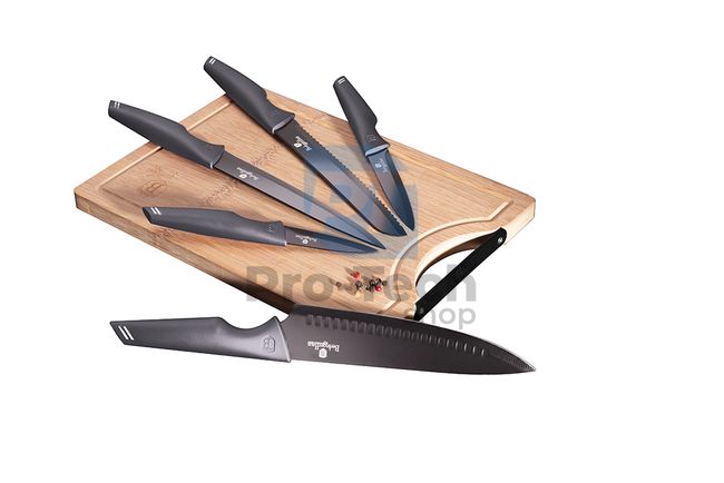 6-częściowy zestaw noży kuchennych z bambusową deską do krojenia CARBON PRO 19376
