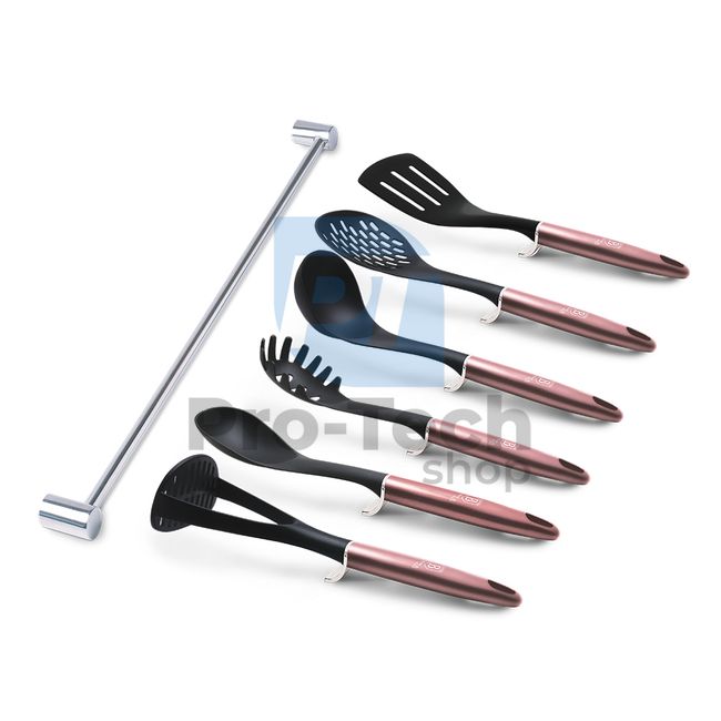 7-częściowy zestaw narzędzi kuchennych z uchwytem ze stali nierdzewnej RÓŻOWY 19969