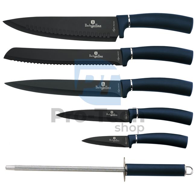 7-częściowy zestaw noży kuchennych ze stali nierdzewnej ze stojakiem AQUAMARINE 20066