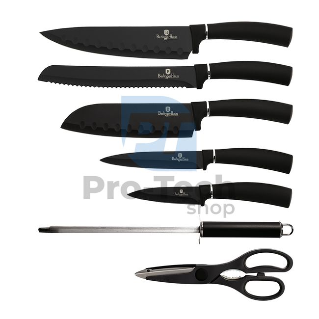 8-częściowy zestaw noży kuchennych ze stali nierdzewnej z akrylowym stojakiem BLACK 20476