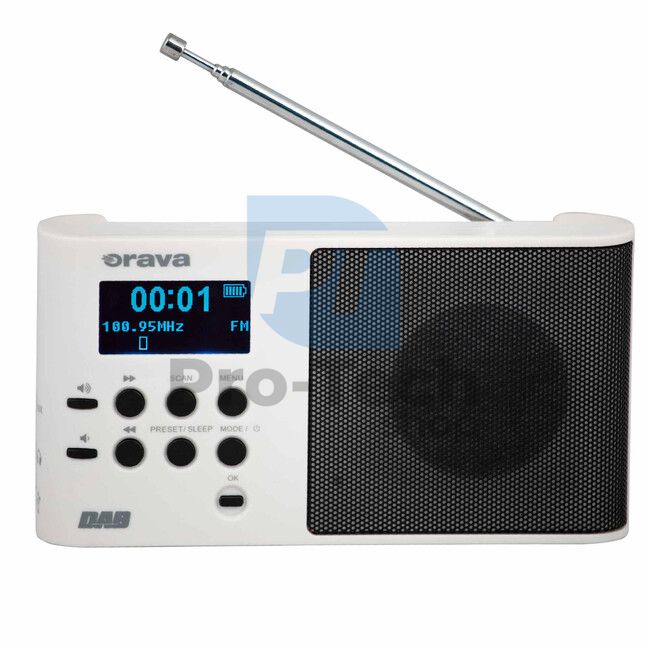 Cyfrowe radio przenośne DAB/FM Orava, białe 73502