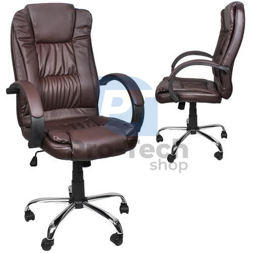 Fotel biurowy ze skóry ekologicznej brązowy MALATEC 74401