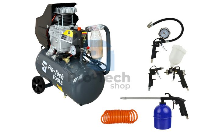 Kompresor 24L 2000W 230V i 5-częściowy zestaw pneumatyczny Pro-Tech TOOLS 40539