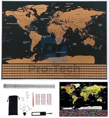Mapa świata zdrapka z flagami i akcesoria 74593
