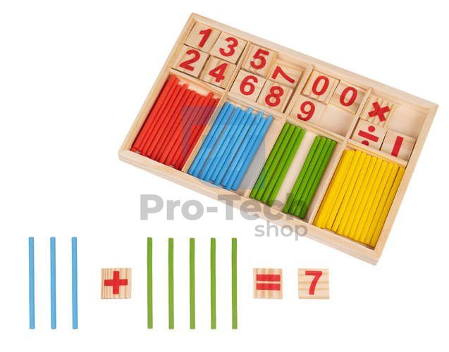 Drewniana gra edukacyjna Montessori z liczbami 74622
