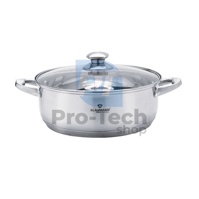 Płytki garnek ze stali nierdzewnej z pokrywką 20 cm SATIN GOURMET LINE 21063