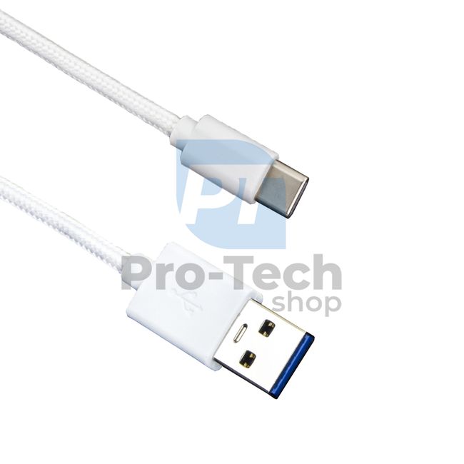 Kabel USB-C 3.0, 1,5 m, biały, w oplocie 72380