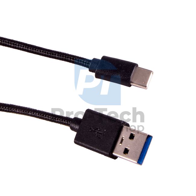 Kabel USB-C 3.0, 1 m, czarny w oplocie 72375