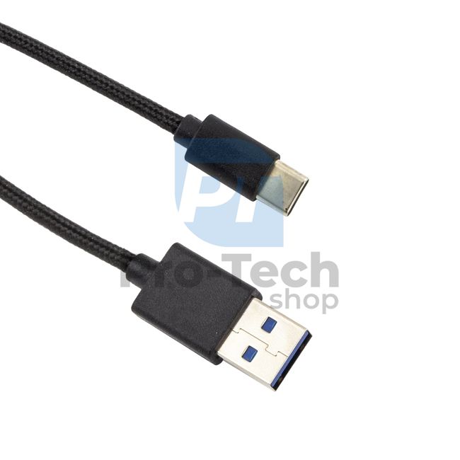 Kabel USB-C 3.0, 2 m, czarny, w oplocie 72383