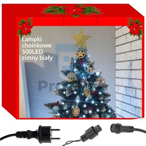 Lampki choinkowe 500 LED zimna biel L11375 76162