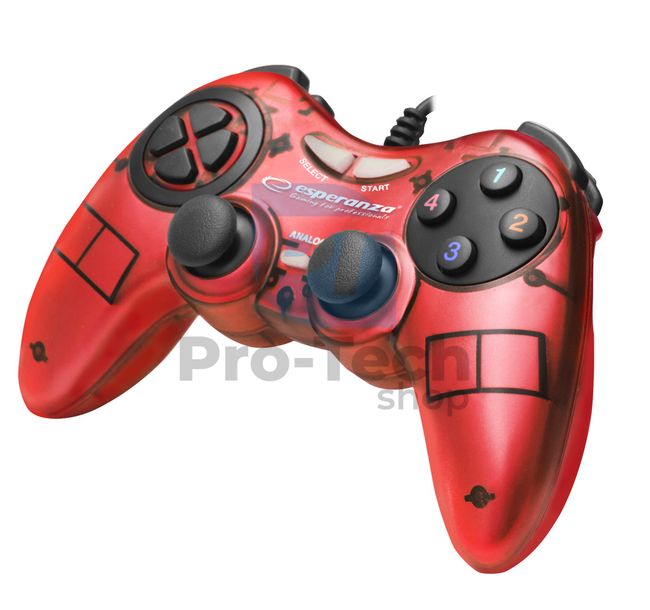 Wibrujący gamepad do PC z USB FIGHTER, czerwony 72636