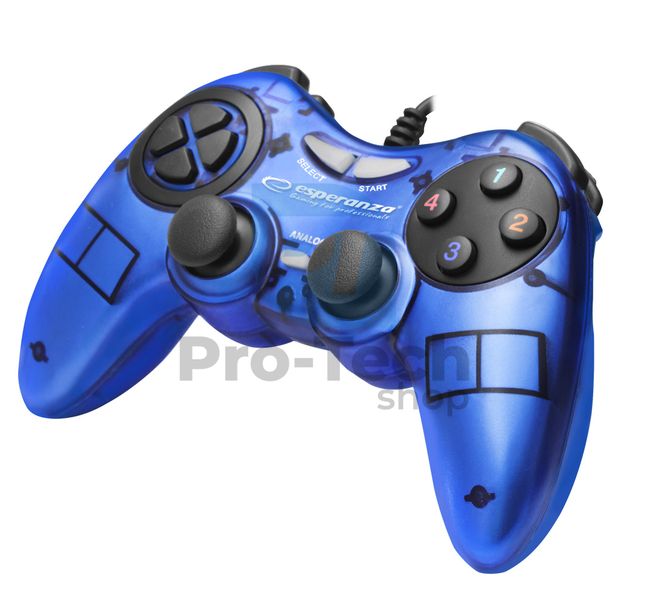 Wibrujący gamepad do PC z USB FIGHTER, niebieski 72632