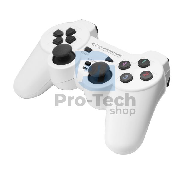 Wibrujący gamepad do PC z USB WARRIOR, biało-czarny 72631