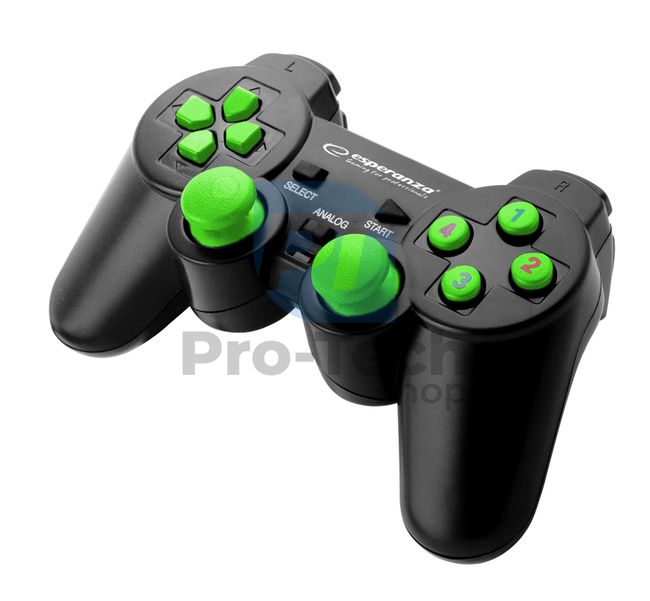 Wibrujący gamepad do PC z USB WARRIOR, czarno-zielony 72629