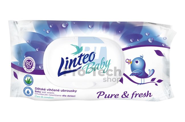 Linteo Baby Pure and Fresh Chusteczki nawilżane 80 szt. z plastikowym zamknięciem 30430
