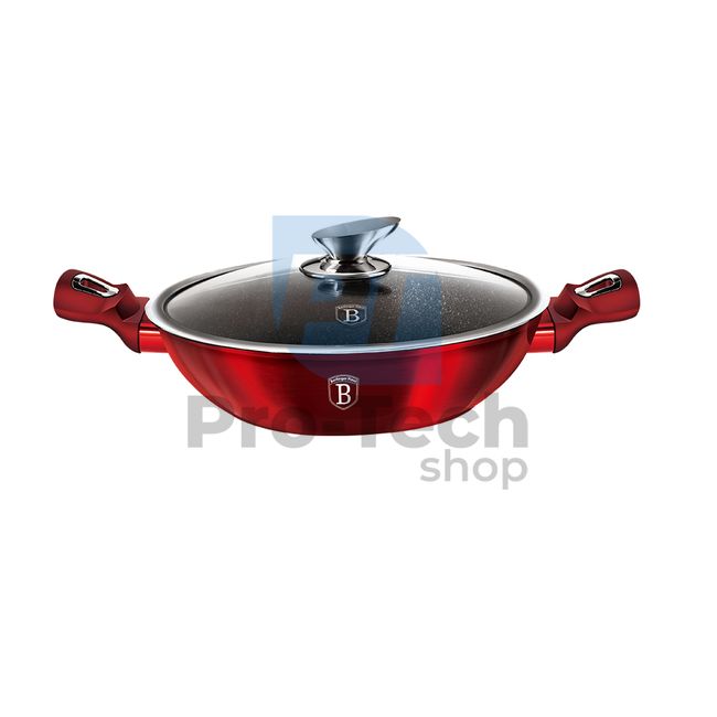 Patelnia WOK z marmurową powłoką i pokrywką 30 cm METALLIC LINE BURGUNDY EDITION 19073